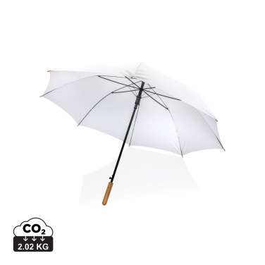 Logo trade promotional merchandise picture of: 27" Impact AWARE™ RPET 190T auto open bamboo umbrella