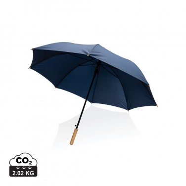 Logo trade corporate gift photo of: 27" Impact AWARE™ RPET 190T auto open bamboo umbrella