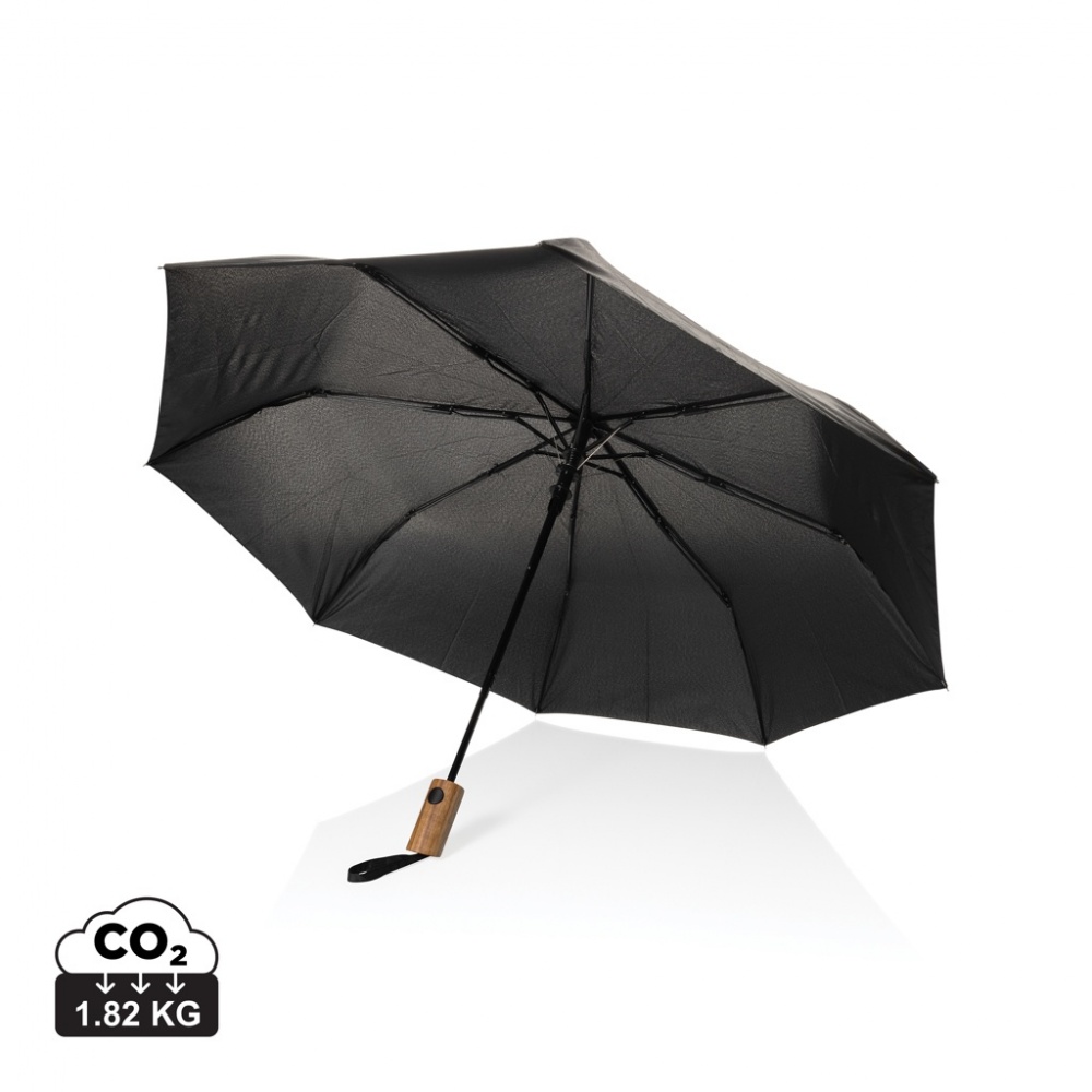 Logotrade corporate gifts photo of: Kaycey 21" AWARE™ RPET Acacia wood mini auto open umbrella