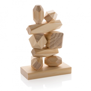 Logo trade corporate gift photo of: Ukiyo Crios wooden balancing rocks in pouch