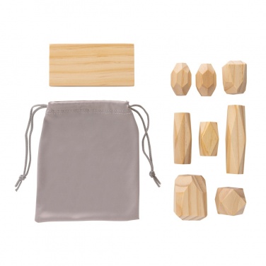 Logo trade promotional gift photo of: Ukiyo Crios wooden balancing rocks in pouch