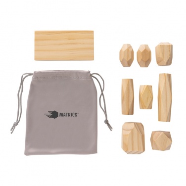 Logo trade promotional product photo of: Ukiyo Crios wooden balancing rocks in pouch