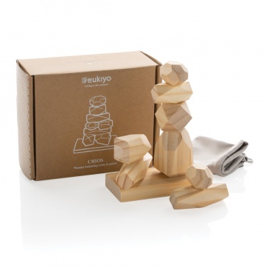 Logotrade business gifts photo of: Ukiyo Crios wooden balancing rocks in pouch