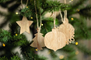 Logo trade promotional giveaways image of: Set of wooden Xmas ornaments