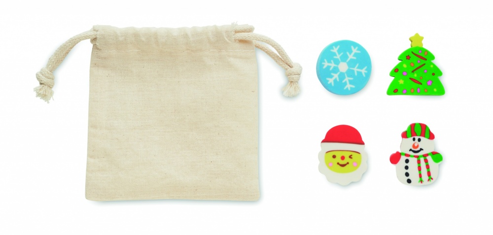 Logo trade corporate gifts image of: Set of 4 Christmas erasers