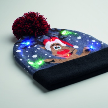 Logo trade promotional giveaways picture of: Christmas knitted beanie LED
