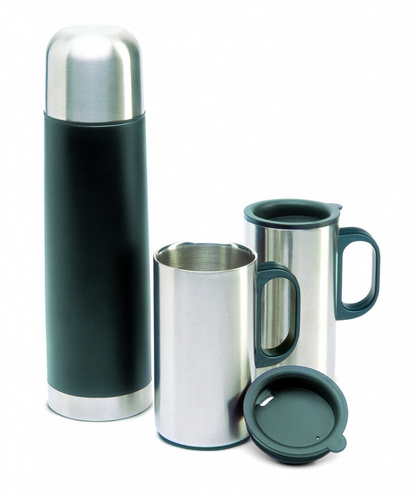 Logo trade promotional gifts image of: Insulation flask with 2 mugs