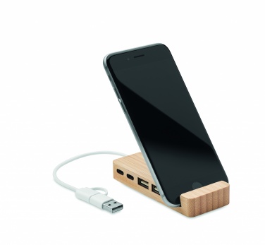 Logotrade corporate gift image of: Bamboo USB 4 ports hub