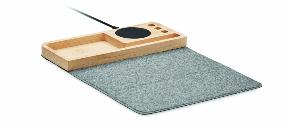 Logo trade corporate gift photo of: Wireless charger in bamboo 15W