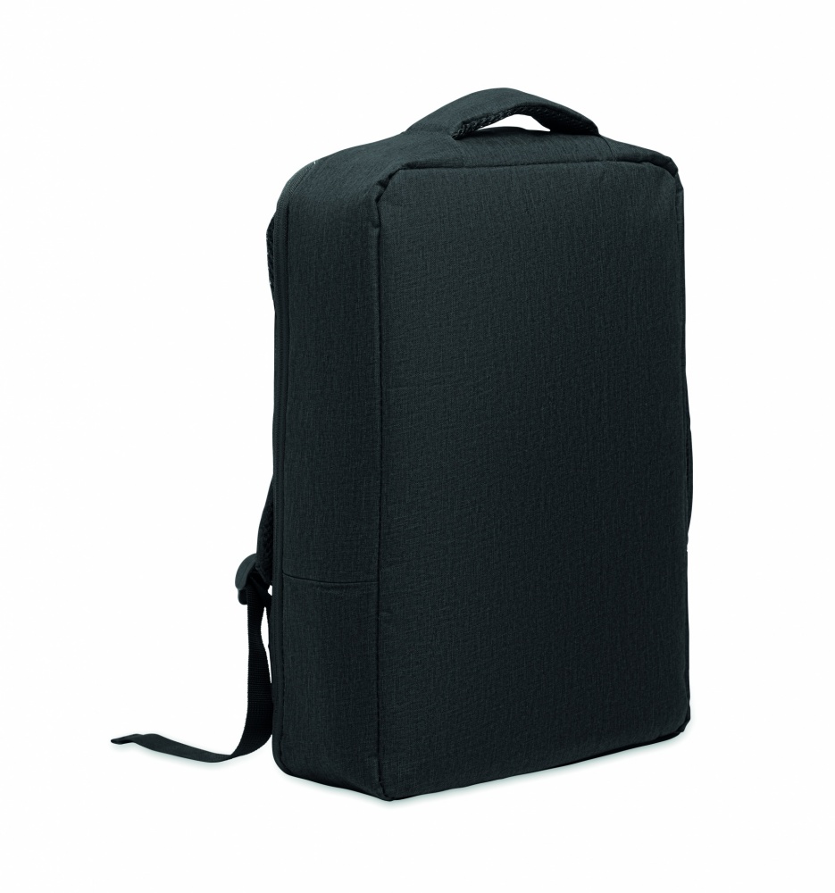 Logo trade corporate gifts picture of: A safe 15-inch laptop backpack made of 300D RPET with a 210D RPET lining and customizable printing.