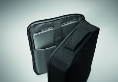 Logo trade business gifts image of: A safe 15-inch laptop backpack made of 300D RPET with a 210D RPET lining and customizable printing.