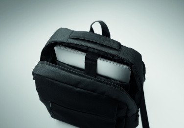 Logotrade promotional giveaway picture of: Slim 15 inch laptop backpack made of 600D RPET polyester with a 210D lining and customizable printing