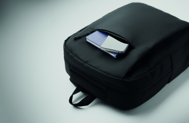 Logo trade corporate gifts image of: Slim 15 inch laptop backpack made of 600D RPET polyester with a 210D lining and customizable printing