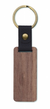 Logotrade promotional item image of: Key ring in walnut and PU Kokkola