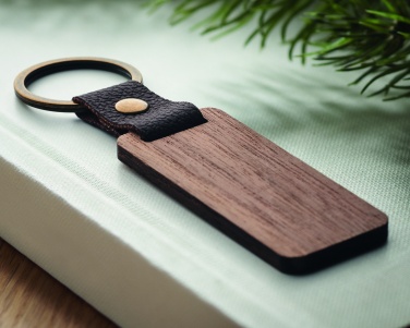 Logo trade promotional giveaway photo of: Key ring in walnut and PU Kokkola