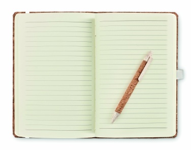 Logo trade business gifts image of: A5 cork notebook with pen
