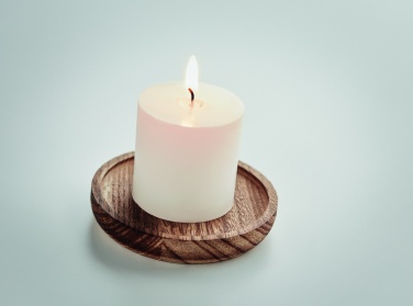 Logo trade promotional gifts image of: Candle on round wooden base