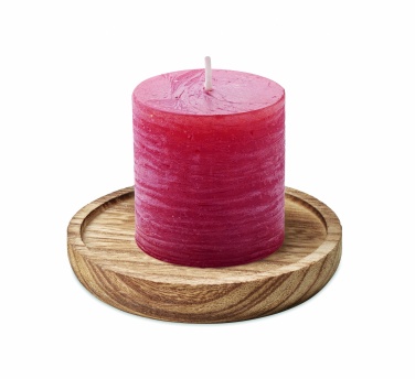 Logo trade business gifts image of: Candle on round wooden base