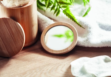 Logo trade promotional gift photo of: Bamboo make-up mirror