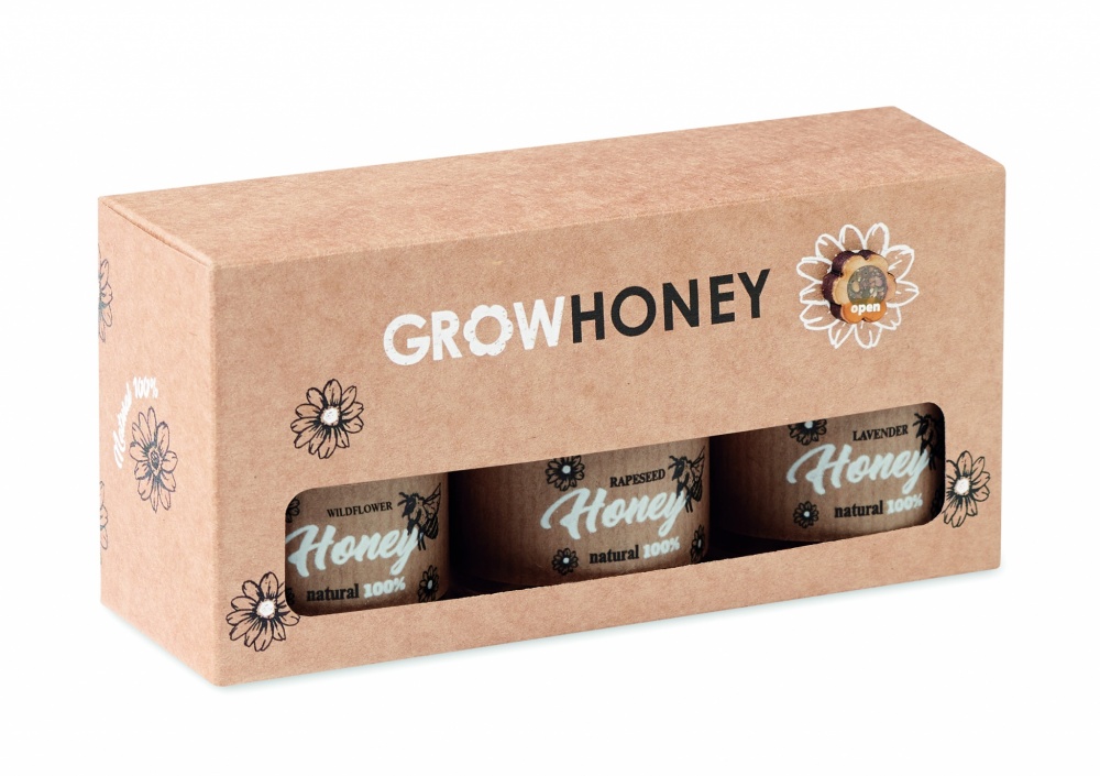 Logo trade promotional gifts image of: Set of 3 wildflower honey