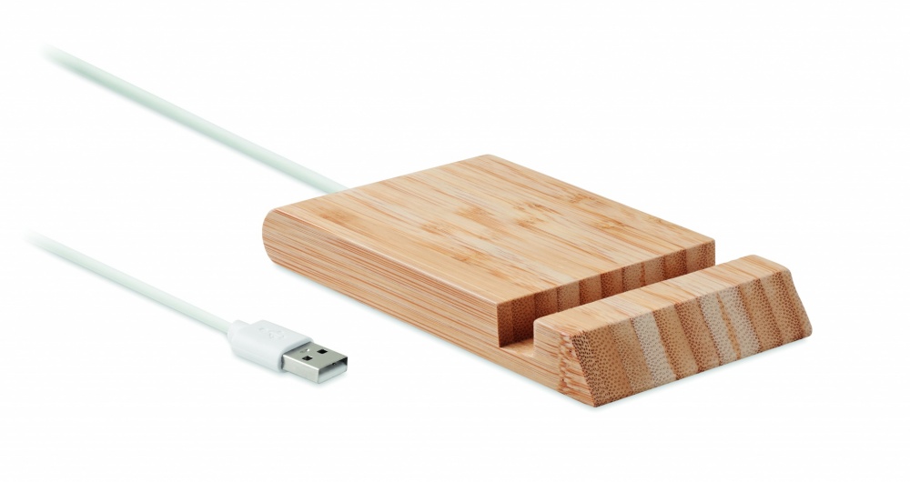 Logo trade business gift photo of: Bamboo wireless charger  10W ODOS