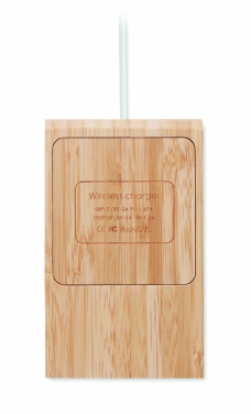 Logo trade promotional gifts picture of: Bamboo wireless charger  10W ODOS