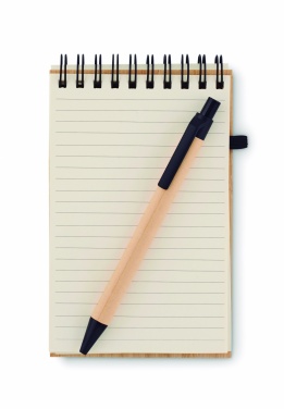 Logo trade promotional items picture of: A6 bamboo notepad with pen SONORABAM