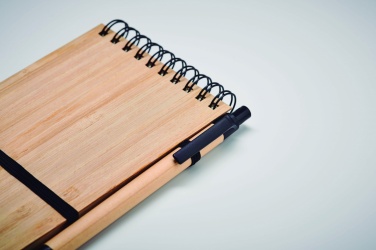 Logo trade promotional item photo of: A6 bamboo notepad with pen SONORABAM