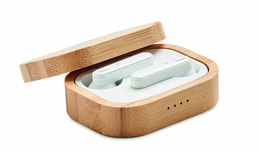Logotrade business gift image of: TWS earbuds in bamboo case