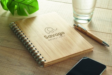 Logo trade promotional gifts image of: A5 ring bound Bamboo notebook