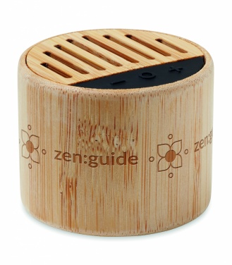 Logo trade business gifts image of: Round bamboo wireless speaker