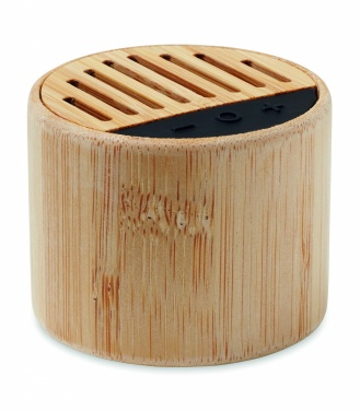 Logotrade promotional merchandise image of: Round bamboo wireless speaker