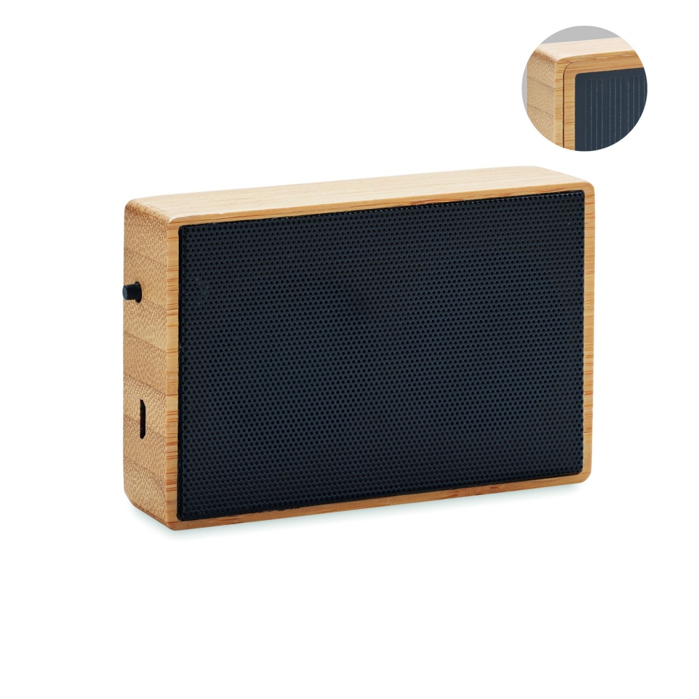 Logo trade promotional gift photo of: Solar bamboo wireless speaker