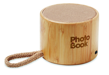 Logotrade business gift image of: Round bamboo wireless speaker