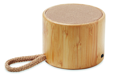 Logo trade promotional gifts image of: Round bamboo wireless speaker