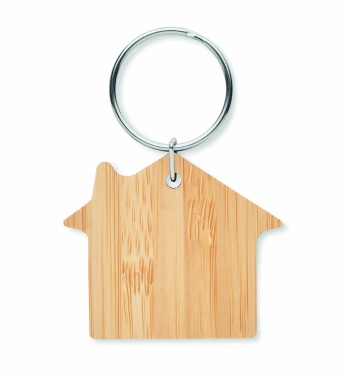 Logotrade promotional gift image of: House shaped bamboo key ring Järvenpää