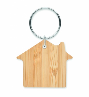 Logotrade business gifts photo of: House shaped bamboo key ring Järvenpää
