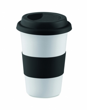 Logo trade business gift photo of: Ceramic mug w/ lid and sleeve