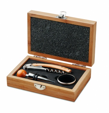 Logo trade advertising products image of: Wine set in bamboo box