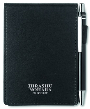 Logo trade corporate gift photo of: A7 notepad in PU pouch w/pen
