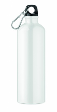 Logo trade promotional items image of: Single-walled 750 ml aluminum bottle with a carabiner and customizable printing