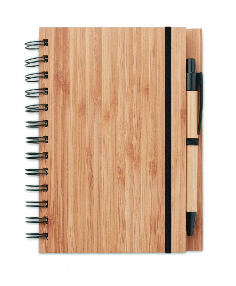 Logo trade promotional items image of: Bamboo notebook with pen lined BAMBLOC