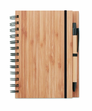 Logo trade promotional products image of: Bamboo notebook with pen lined BAMBLOC