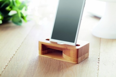 Logo trade promotional giveaway photo of: Bamboo phone stand-amplifier CARACOL