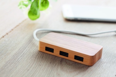 Logotrade promotional product image of: Bamboo USB 3 ports hub