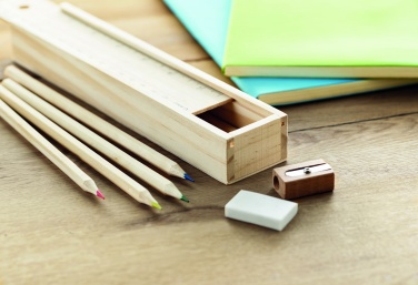 Logo trade promotional items picture of: Stationery set in wooden box