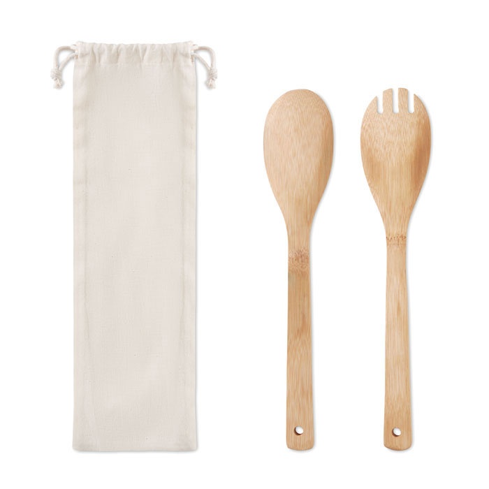 Logo trade advertising products picture of: Set bamboo utensils salad