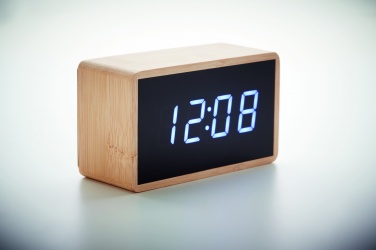 Logo trade promotional giveaways image of: LED alarm clock bamboo casing Düsseldorf