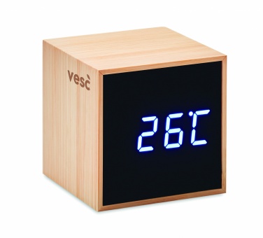 Logotrade promotional item image of: LED alarm clock bamboo casing Dortmund