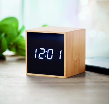 Logotrade business gifts photo of: LED alarm clock bamboo casing Dortmund